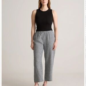 Quince 100% European Linen Pants in mini gingham print small